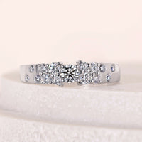 Round Moissanite Cluster Wedding Band In White Gold