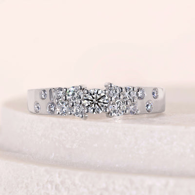 cluster wedding band round moissanite white gold band
