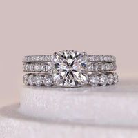 3 Piece Cushion & Round Cut Moissanite Bridal Sets