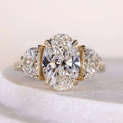 oval engagement ring yellow gold prong setting ring
