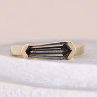 Salt And Pepper Moissanite Tapered Baguette Engagement Ring