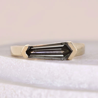 tapered baguette engagement ring salt pepper ring
