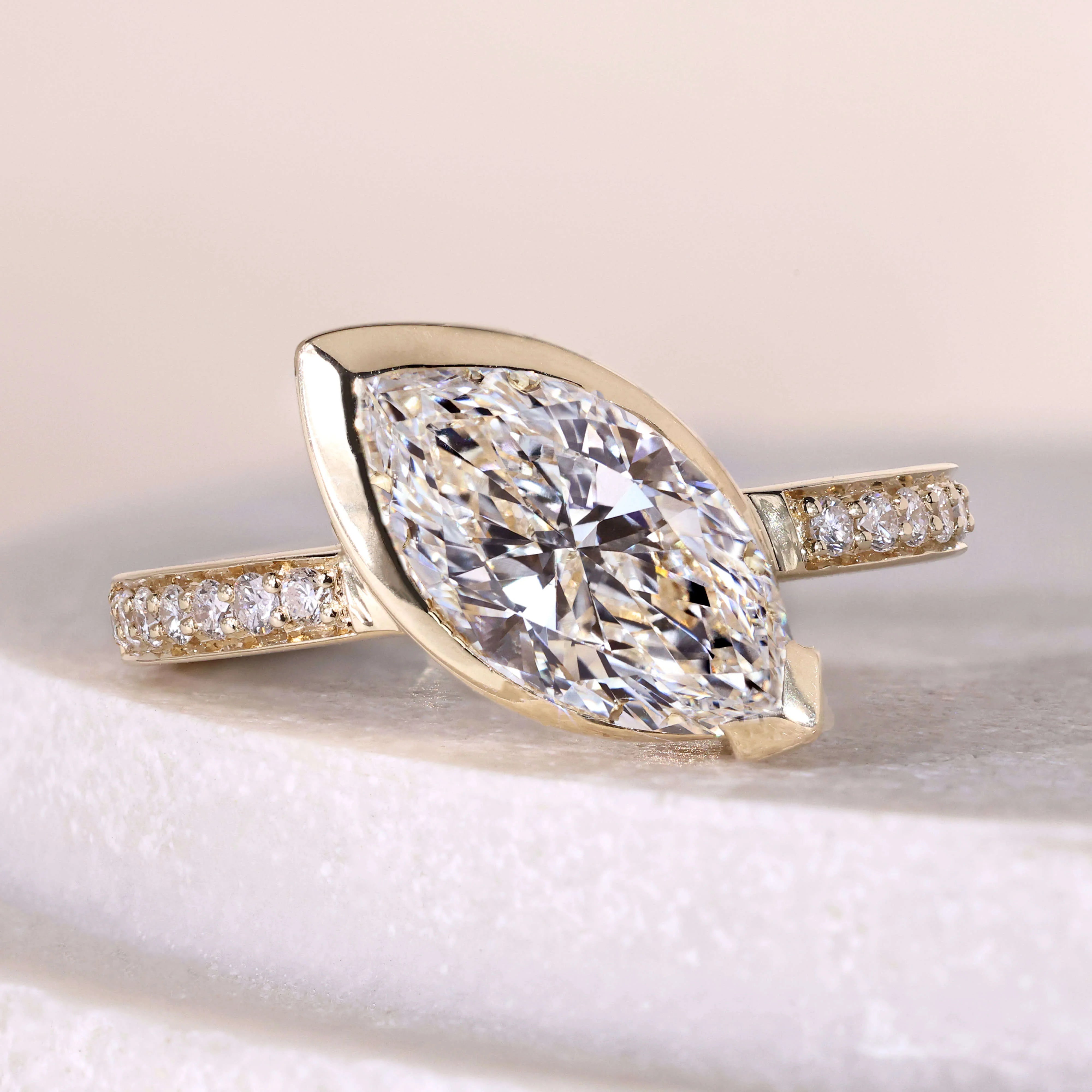 Bezel Set Marquise Cut Engagement Ring – Orielle