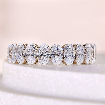 oval wedding band yellow gold diamond band

