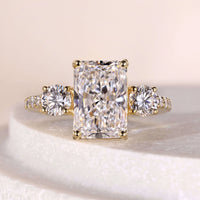 Radiant Cut Three Stone Engagement Ring Jewellery Gift For Her