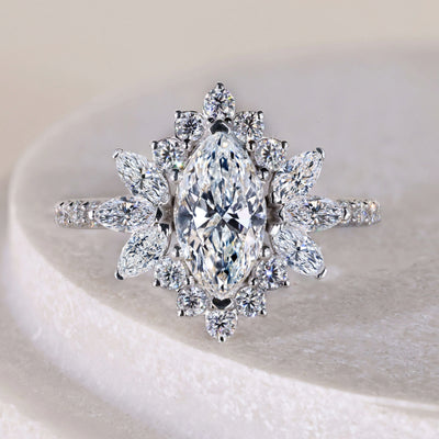 art deco engagement ring marquise diamond yellow gold
