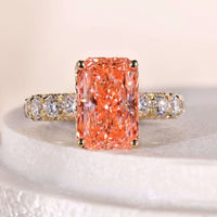 Radiant Cut Diamond Engagement Ring Gold Pave Band With Hidden Halo
