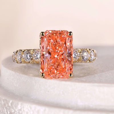 radiant cut diamond ring hidden halo setting
