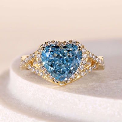heart shaped engagement ring twisted pave ring
