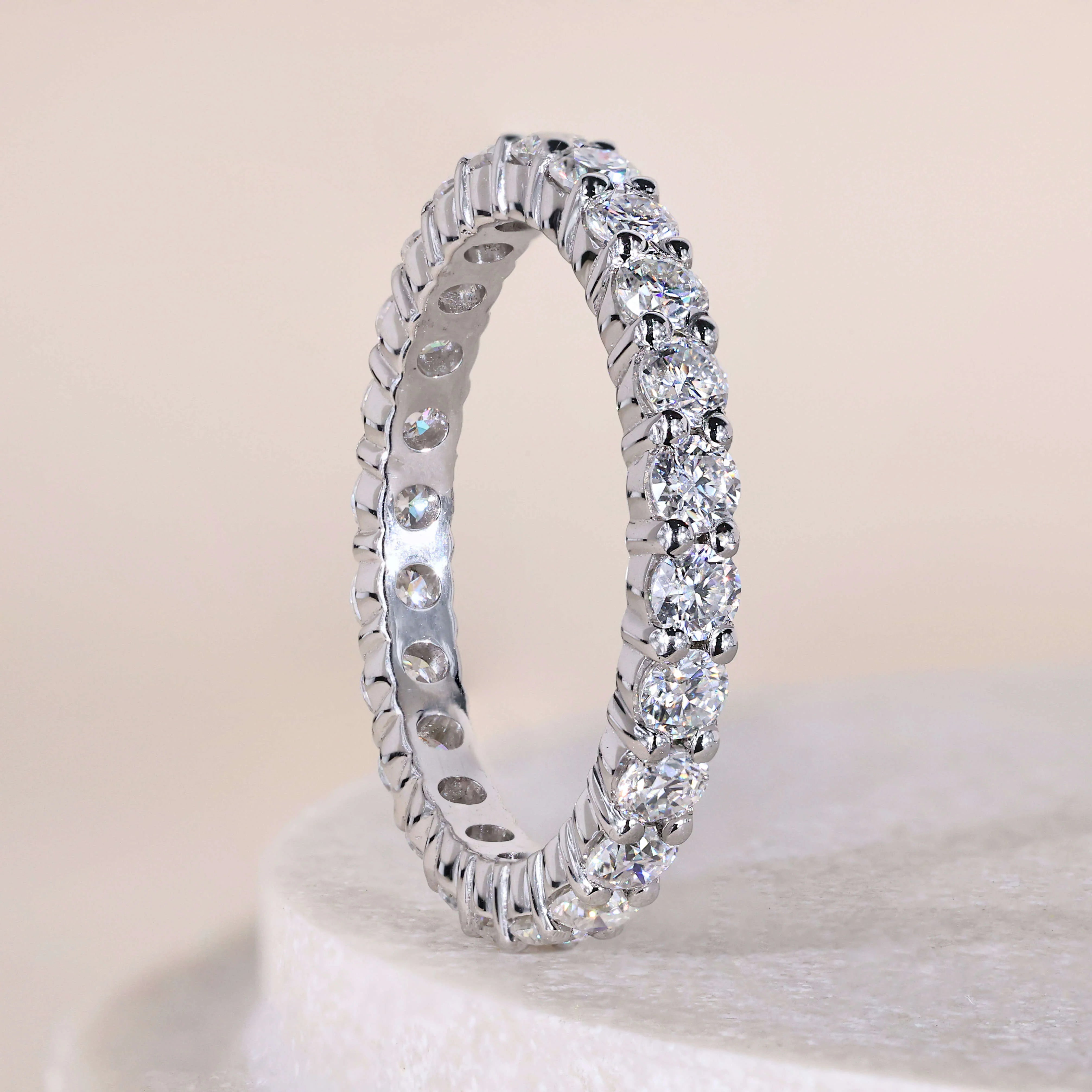 eternity wedding band round diamond white gold band
