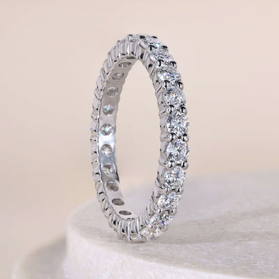 eternity wedding band round diamond white gold band
