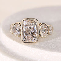 Radiant And Oval Cut Bezel Set 5 Stone Diamond Ring