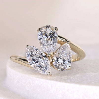 bypass ring setting three stone diamond ring
