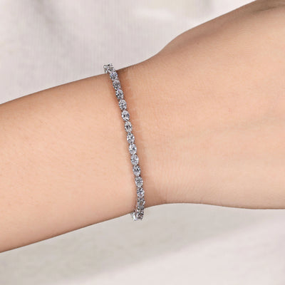 oval diamond tennis bracelet shared prong bracelet
