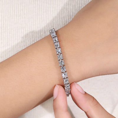 princess cut tennis bracelet white gold design
