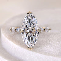 Hidden Halo Set Marquise Engagement Diamond Ring