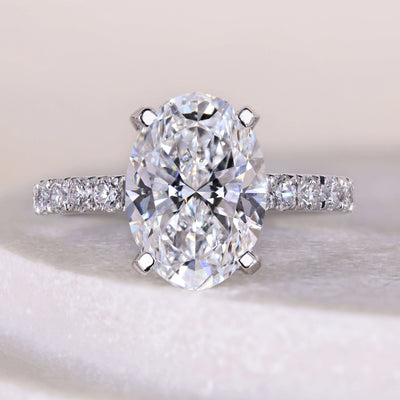 oval diamond engagement ring pave white gold ring
