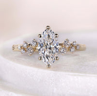 Nature Inspired Marquise Lab Diamond Engagement Ring