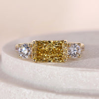East West Radiant Cut Canary Yellow Diamond Engagement Ring