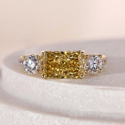 canary yellow diamond radiant cut engagement ring
