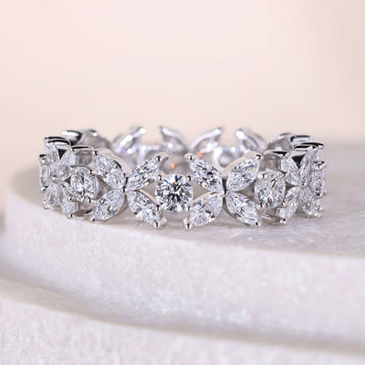 marquise cut diamond full eternity wedding band in white gold

