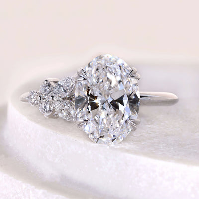 oval cut diamond ring double claw prong ring
