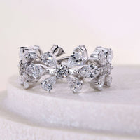 Round and Marquise Cut Pear White Gold Wedding Band