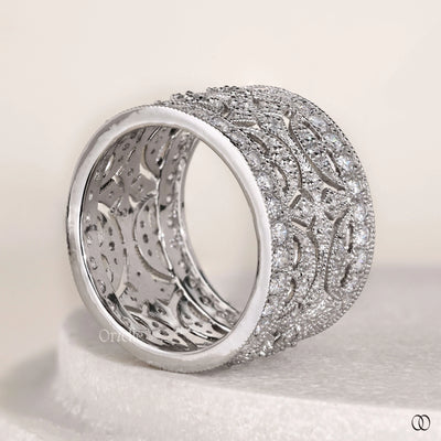 unique design band milgrain wedding ring
