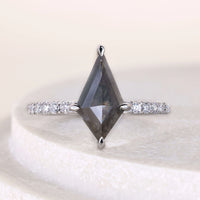 Salt And Pepper Moissanite Kite Cut Engagement Ring