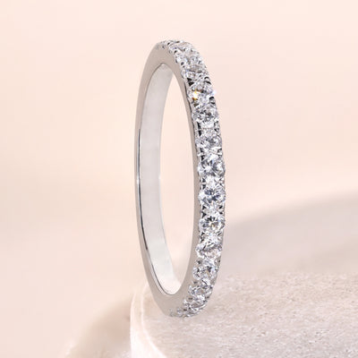 Round Diamonds Half With Eternity Wedding Band Gift For Her