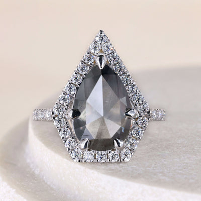 pear cut moissanite ring salt and pepper ring
