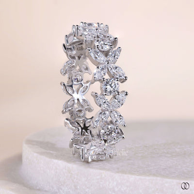 prong set marquise diamond full eternity wedding band
