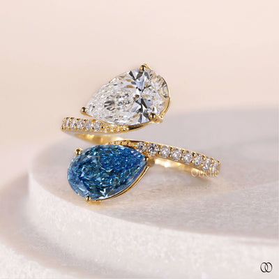 bypass ring setting pave style engagement ring
