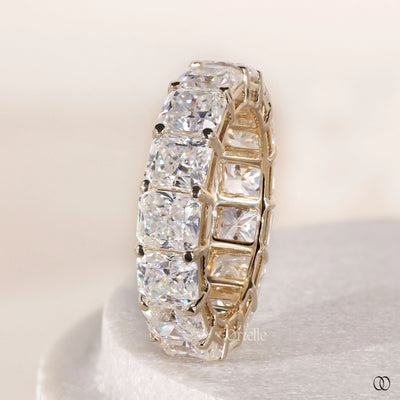 basket setting band radiant moissanite wedding band
