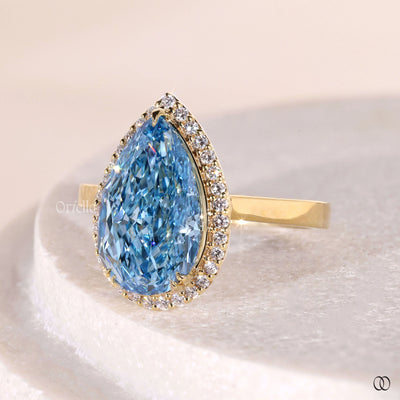 halo engagement rings vivid blue diamond ring
