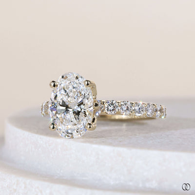 Unique engagement ring featuring oval diamond design
