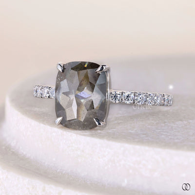 pave engagement ring salt and pepper diamond ring
