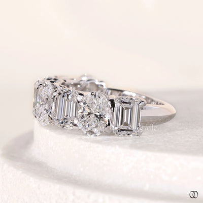 emerald cut wedding band half eternity ring
