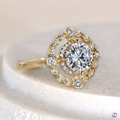 Handmade round cut diamond ring with 4 prong setting
