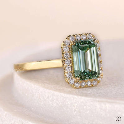 handmade ring emerald diamond yellow gold ring
