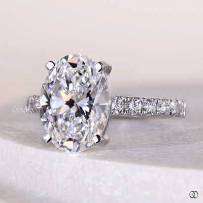 4 prong ring oval diamond white gold engagement ring
