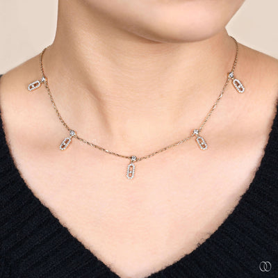prong set necklace round diamond gold necklace
