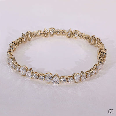 unique design diamond bracelet pear round cut
