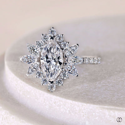 prong setting ring marquise diamond gold ring
