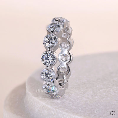 designer round diamond full eternity band in white gold
