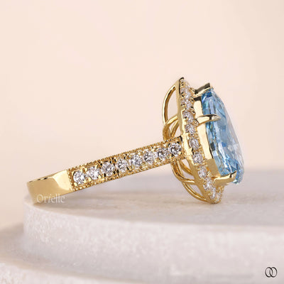 pave engagement ring vivid blue diamond ring
