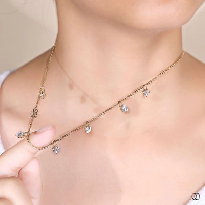 handmade necklace round diamond yellow gold chain
