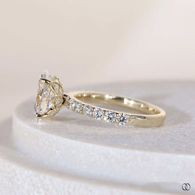 Oval diamond engagement ring set in classic 4 prong ring
