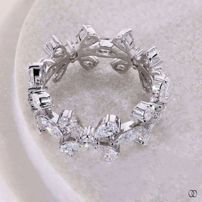 handmade white gold pear marquise diamond eternity band
