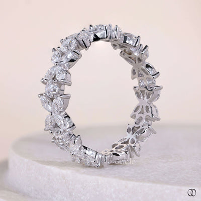 handmade marquise cut diamond eternity band in white gold
